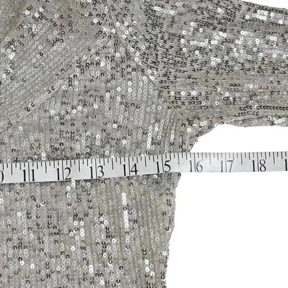 Bella Barnett Gold Metallic Sequins Dress Evening Sexy Formal One Shoulder Med - Picture 9 of 12